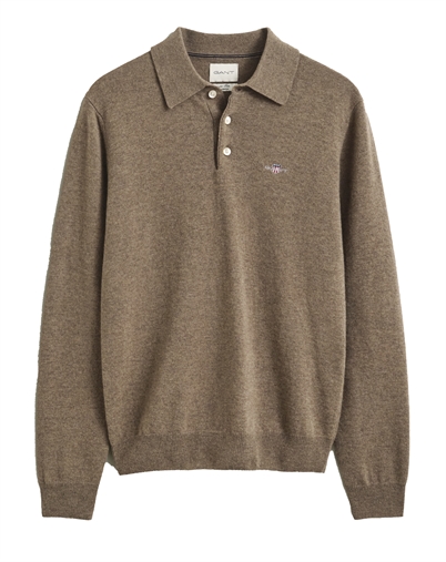 Gant - Lambswool Polo - Light Brown Melange 